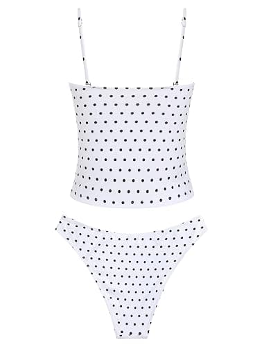 ZAFUL Women's Floral Tankini Swimsuits Bandeau Tummy Control High Cut Tankini Set Two Piece Bathing Suit thumbnail 3