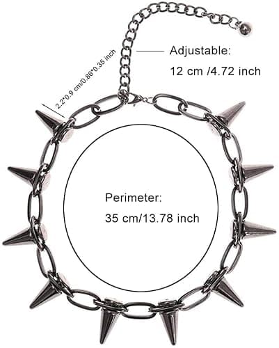 Reaowazo Spike Chokers for Women Choker Goth Necklaces Mens Chain Choker Collar Punk Streetwear Handmade Adjustable Vintage Rivet Jewelry thumbnail 5