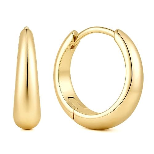 Aidomiya Gold Hoop Earrings for Women 14K Gold Earrings for Women | Chunky Gold Hoop Earrings Small Hypoallergenic Lightweight 14K Gold Hoop Earrings Gold Huggie Hoops Earrings 13/18/22mm - Image 1