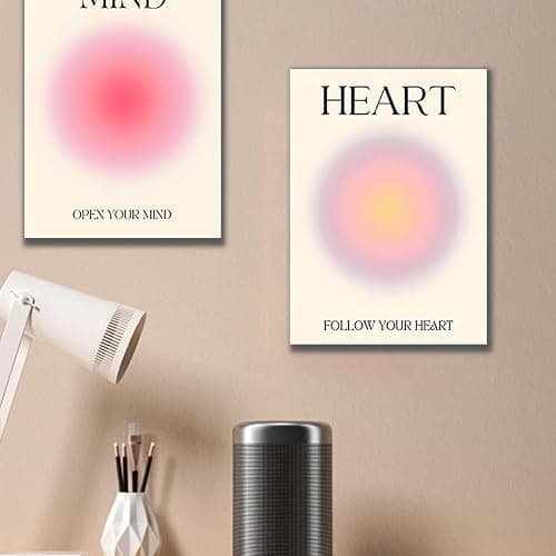 BSITSSS Retro Gradient Positive Aura Wall Art Decor Set of 4, Aura Poster for Room Aesthetic, Wall Art Posters for Bedroom Living Room Decor, A4 Canvas Wall Art Pictures Decoration thumbnail 4