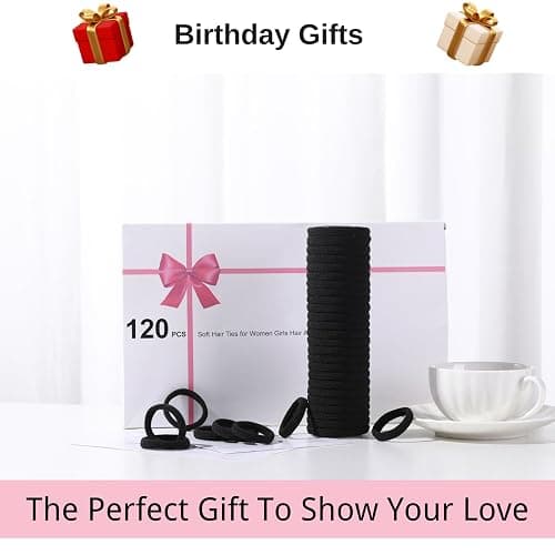 LuSeren 120PCS Black Hair Ties for Thick Hair – Seamless No Damage Elastic Ponytail Holders, Black Hair Band,Bulk Nylon Hair Elastics for Women thumbnail 6