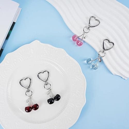 Agromusk Cute Cherry Keychain,Kawaii Cherry Bag Purse Charms for Women Car Keys Decor Gifts Stuff Accessories thumbnail 7