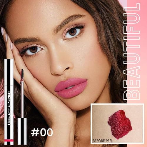 JUAAZIN 2Pcs Matte Lip Stain Peel Off Lip liner with Tweezer, Peel Off Lip Stain, Long Lasting Waterproof Lipstick Lip Gloss Tattoo, Transfer-proof for All Skin Types (0.24 fl oz-00#+06#) thumbnail 2