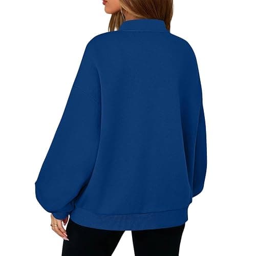 EOPUING Zip Up Jacket No Hood Casual Spring Fall Lightweight Oversized Bomber Jacket Women Hoodless Sweat Jacket thumbnail 5