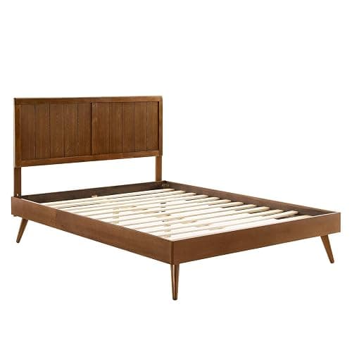 Modway Alana Wood Full Platform Bed in Walnut with Splayed Legs, Double thumbnail 4