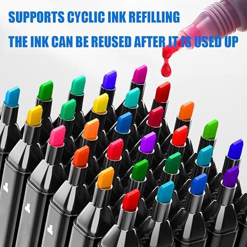 SALAHEYO 120 Colors Alcohol Markers with Base Art Drawing Markers Set for Adults Painting,Coloring,Sketching, Comics, Illustration- Refillable thumbnail 5