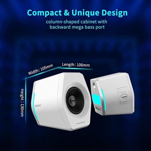 G2000 32W PC Computer Speakers for Gaming Desktop PC Laptop Mac Computer Woofer Speakers Bluetooth USB 3.5mm AUX Inputs RGB Lights Multimedia Speakers White thumbnail 7