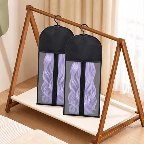 Hadwoer 4-Pack Hair Extension Holder - Wig Storage Bags with Hanger for Multiple Wigs, Dust-proof, Ideal for Hair Extensions & Accessories thumbnail 2