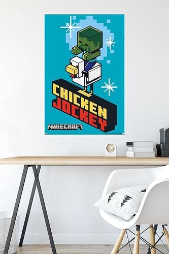 Trends International Minecraft - Chicken Jockey Wall Poster, 34L x 22.4W, Premium Unframed Version thumbnail 4