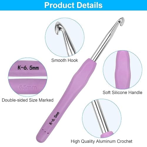 Crochet Hooks 12 Sizes Crochet Hook Set, 51 Pack Yarn Crochet Kit for Beginners, Knitting Needles with Ergonomic Handles for Arthritic Hands, Crochet Needle Kit with Blue Case for Crocheters thumbnail 3