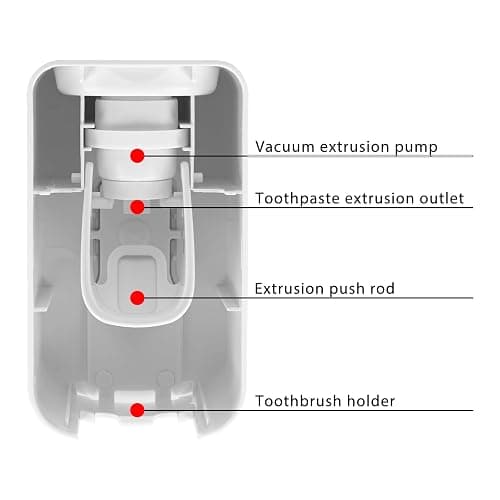 2 Slot Toothbrush Holder and Toothpaste Dispenser Wall Mounted, Automatic Toothpaste Squeezer, 2 in 1 Tooth Brush Toothpaste Organizer for Shower (Light Grey) - Light Grey - 1 thumbnail 3