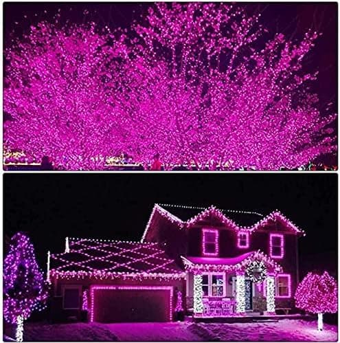 ILLUMINEW Pink String Lights Outdoor Valentines Day Decorations, 8 Modes Fairy Christmas Lights Plug in for Bedroom Tree Outsides Decor (Pink, 300Led) thumbnail 3