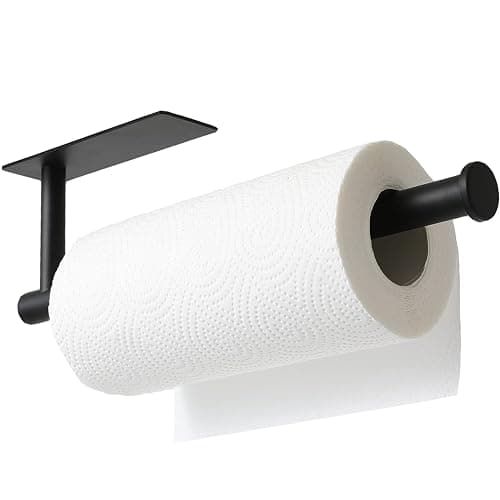 theaoo Paper Towel Holder - Under Cabinet Paper Towel Holder for Kitchen, Adhesive Paper Towel Roll Rack for Bathroom Towel, Wall Mounted Matte Black Paper Towel Rack, SUS304 Stainless Steel thumbnail 8