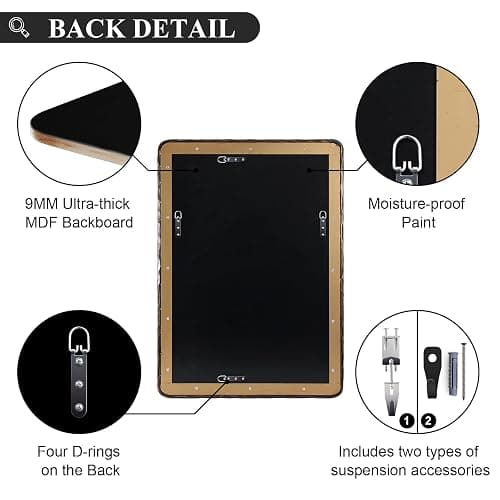ANDY STAR Hand-Forged Gold Bathroom Mirrors for Wall, 24x36 Inch Vintage Solid Steel Metal Frame Bathroom Vanity Mirror, Antique Rounded Rectangle Wall Mirror, Hangs Horizontally or Vertically thumbnail 8