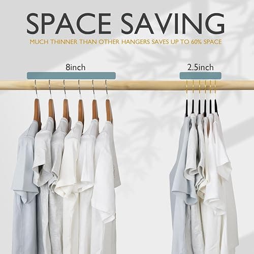 ManGotree Velvet Coat Hangers with 360° Swivel Gold Hook, Non-Slip Felt Suit Hangers, Slim Space Saving Clothes Hanger for Jacket, Sweater, Shirt, Dress, Pants (22 Pack, Black) thumbnail 7