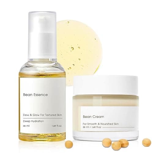 Bean Face Moisturiser for Dry Skin + Bean Essence, Smoothing Face Serum for Healthy Glow, Ferment Hydration + Barrier Support, Korean Skincare Sets for Rough Skin Solution - Image 1