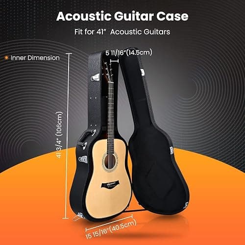 ZeHuoGe Wood Hard-Shell Case With Lock For 41" Acoustic Dreadnought Guitar PU Surface (For Acoustic Guitar) thumbnail 3