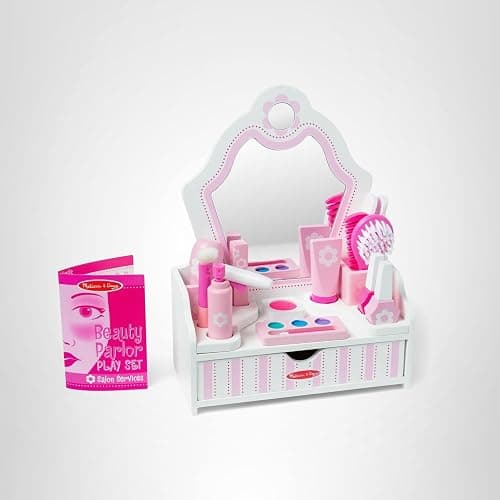 Melissa & Doug Wooden Beauty Salon Play Set, 18-Piece Vanity with Pretend Play Toys, Makeup, Mirror, Accessories & More, Preschool Toys for Girls & Boys Ages 3+ - FSC Certified thumbnail 12