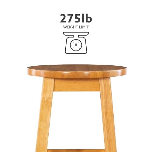 Linon Natural Barstool with Round Seat, 24-Inch thumbnail 10