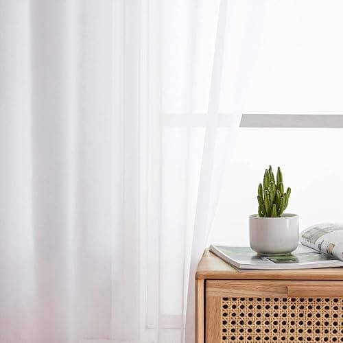 WelvetBLK White Sheer Curtains 84 Inches Long 2 Panels Set for Bedroom Living Room, Soft Airy Light Filtering Modern Solid Rod Pocket Drapes Window Treatments, White, Each 42" W x 84" L thumbnail 6