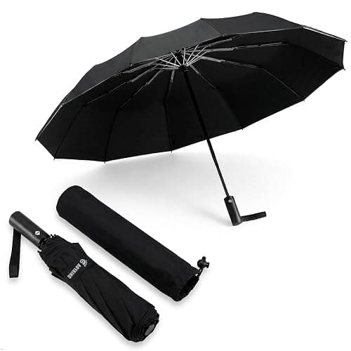 GAOYAING 46 Inch Large Automatic Rain Umbrella - Windproof Travel Lightweight Travel-Ready, Heavy Duty 12-Rib 210T Fabric, Portable with Protective Sleeve thumbnail 9
