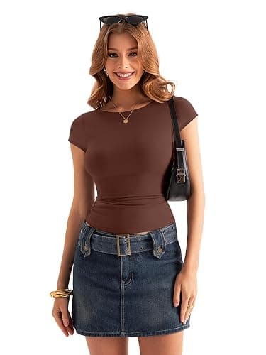 EasyGala Womens Double Lined Cap Sleeve Tops Cute Boat Neck T Shirts Slim Fitted Going Out Tees Y2k Summer Clothes 2026 thumbnail 7