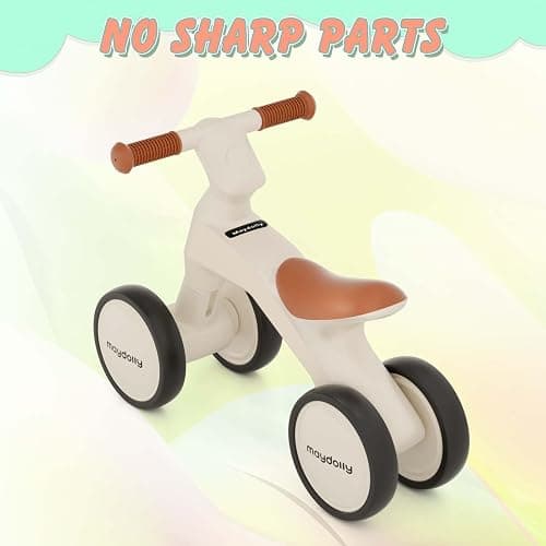Maydolly Baby Balance Bike, Toddler Balance Bike for 1 Year Old Boys Girls, 4 Wheels Toddler Bike, First Birthday Gifts for 10-36 Month (White) - White thumbnail 3