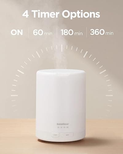 InnoGear 300ml Essential Oil Diffuser for Home Humidifier, Basic White | Aromatherapy, Cool Mist Humidifier, Ultrasonic, Large Room, Run up to 10hrs, Waterless Auto Off, 7 LED Lights, Quiet thumbnail 2
