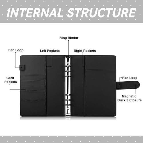 WELLRI A5 Kpop Photocard Binder with 30 Pack 4-Pocket Card Pages 6 Ring Photocard Holder Book PU Leather Cover Collector for 2x3’’ Album Cards Trading Card (Black) thumbnail 3