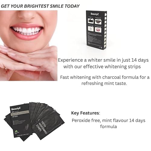 BeautyZ Teeth Whitening Strips for Sensitive Teeth Pap+ Charcoal Peroxide Free & Enamel Safe 28 Mint Strips 14 Day Supply Fast Gentle Whitening at Home No Sensitivity thumbnail 2