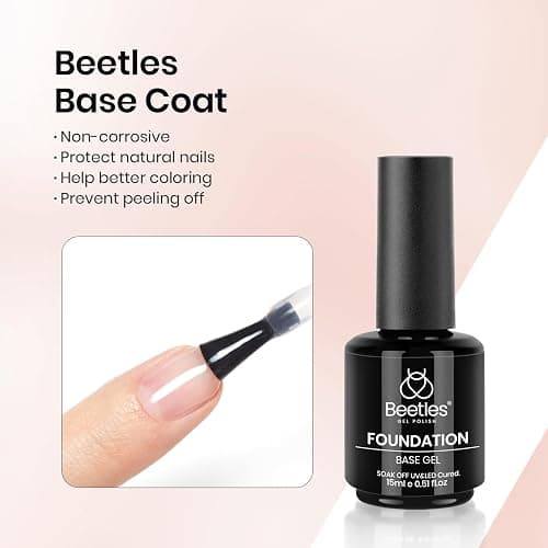 Beetles 3Pcs 15 ml White Gel Nail Polish with Gel Base and Top Coat Set | Soak-Off UV Lamp, Glossy Long-Lasting French Manicure Art Design Kit thumbnail 4