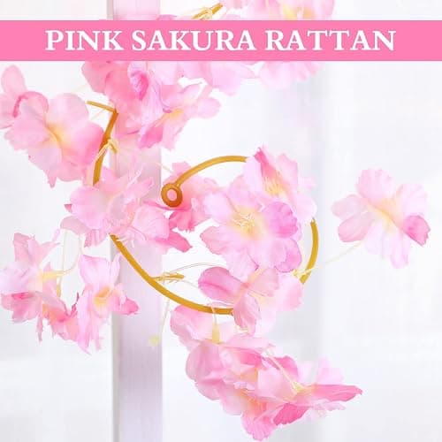 Nuenen 16 Pack 94.4ft Artificial Cherry Blossom Vines Cherry Blossom Flower Garland Hanging Silk Cute Room Decor for Japanese Kawaii Bedroom Party Wedding Spring Home Decorations (Pink) thumbnail 6