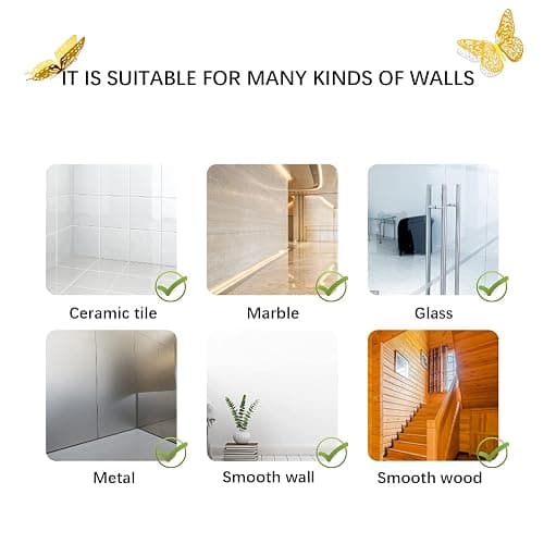 SAOROPEB 3D Butterfly Wall Decor 48 Pcs Gold Butterfly Birthday Decorations | 4 Styles 3 Sizes, for Butterfly Birthday Decorations Butterfly Party Decorations Cake Decorations, Removable Stickers thumbnail 7