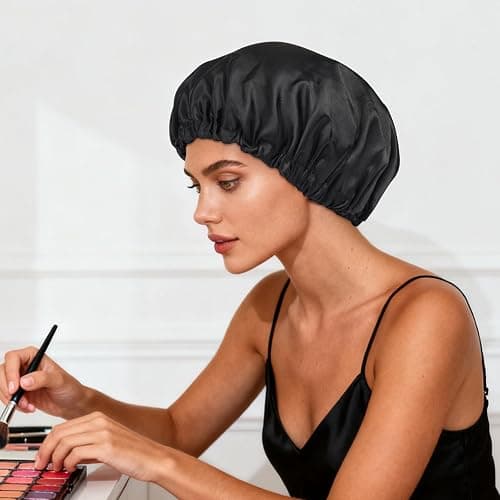 Luyfrsuu Satin Bonnet Double Layer Silk Bonnet for Sleeping Women Hair Care for Natural Curly thumbnail 6