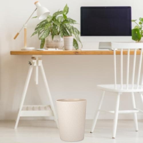 UUJOLY Small Trash Can Wastebasket Garbage Can Container Bins for Bathrooms, Laundry Room, Kitchens, Offices, Kids Rooms, Dorms (Beige) thumbnail 5
