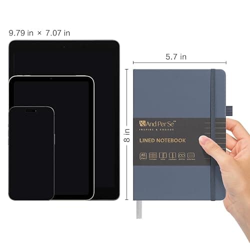&And Per Se Lined Journal Notebook, 160 Pages, A5 5.7 x 8 inches College Ruled Thick Paper Notebook Journals for Writing, Hardcover Notebooks for Women Men Office School (1 Pack, Dark Blue) thumbnail 3