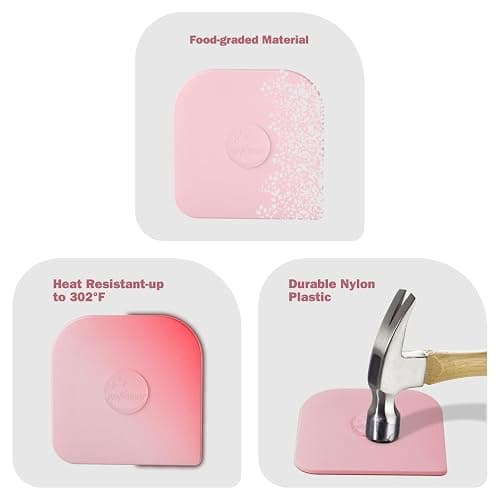 Pan Scraper, 5 Pcs Pot Scraper Plastic, Pot Scraper Non Scratch for Cast Iron, Pot and Pan Cleaning, Sturdy Scraper Kitchen Tool, Pink thumbnail 5