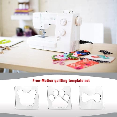 3Pcs Free Motion Quilting Rulers and Templates Set Butterfly Pet Footprint Bone Pattern 1/8 inch Thick Acrylic Quilting Templates for Domestic Sewing Machines with Non-Slip Grips (Style B)… thumbnail 7