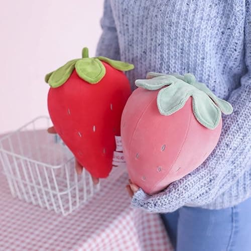 Cute Fruit Kids Pillow Stuffed Strawberry Plush Pillows Super Soft Girls Pillows Cushion Seat for Kids Toys (Red,7.8"/20cm) 1 Count (Pack of 1) thumbnail 8