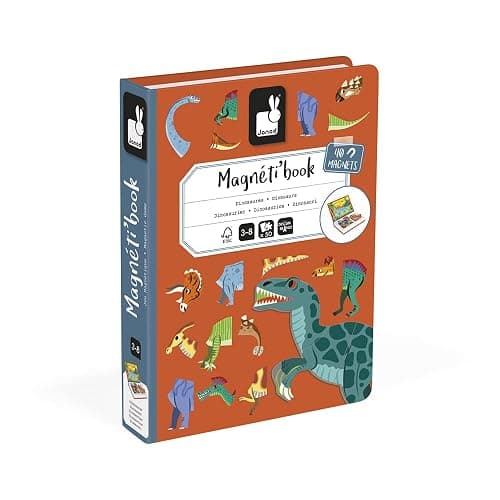 Janod - Magnetibook 51 pc Magnetic Dinosaur Mix and Match Game - Ages 3+ - Playing Dress-Up with Magnets - Enhances Fine Motor Skills - Includes Book Shaped Travel/Storage Case thumbnail 4
