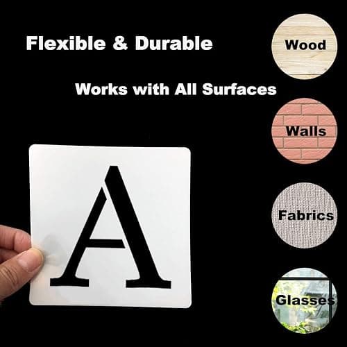 3 Inch Alphabet Letter Stencils for Painting - 70 Pack Letter and Number Stencil Templates with Signs for Painting on Wood, Reusable Letters and Numbers Stencils for Chalkboard Wood Signs & Wall Art thumbnail 7