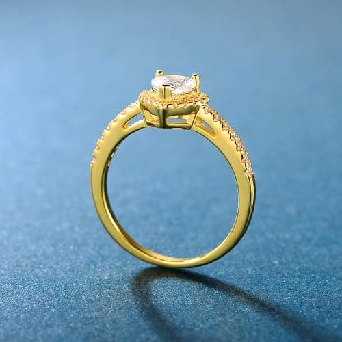 MDFUN Luxurious 18k Gold Plated Cubic Zirconia Wedding Engagement Rings Eternity Bridal Band Halo Rings thumbnail 5