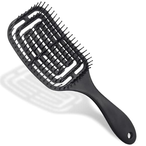Vinabo Brosse à Cheveux Démêlante - Ne Tire Pas Professionnelle Incurvée Ventilée pour Cheveux Mouillés et Secs, Brosse de Massage, pour Femme, Homme & Enfant, Noir - Image 1