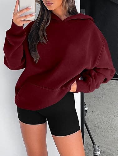 onlypuff Women Hoodies Casual Pullover Long Sleeve Sweatshirt Kangaroo Pocket Drop Shoulder Sweater thumbnail 2