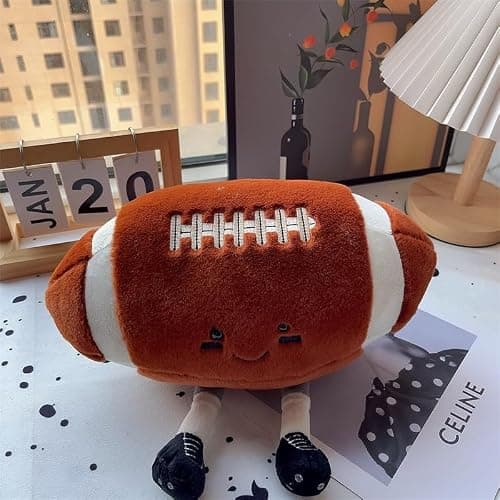 XIGUI 7 inch Rugby Stuffed Sports Balls Toy,with feet Creative Football Doll Fun Cute Plush Doll Toy Plush Stuffed Spherical Soft Toys Sports Throw Pillow CushionKids Gift (Rugby) thumbnail 7