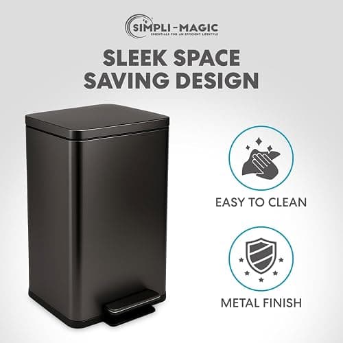 Simpli-Magic 13.2 Gallon (50L) Step Trash Can – Kitchen Garbage Can with Slow-Close Lid – Odor Control, Hands-Free, Easy to Clean, Brushed Stainless Steel thumbnail 7