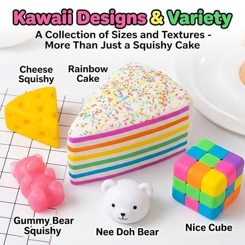Rainbow Cake Squishies,Jumbo Slow Rising Fidget Squeeze,Soft Relief Squishy Stress,Squeeze Ball Sensory for Anxiety Stress Party Favors Colorful Ball for Adults Teens Classroom Office(Cake) thumbnail 6