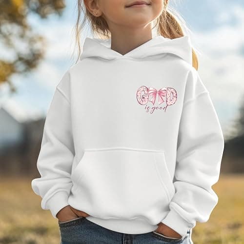 KEEVICI Cute Christian Hoodies for Girls Bow God Is Good Sweatshirt Kawaii Jesus Graphic Hoodie Bible Verse Cotton Pullover thumbnail 3