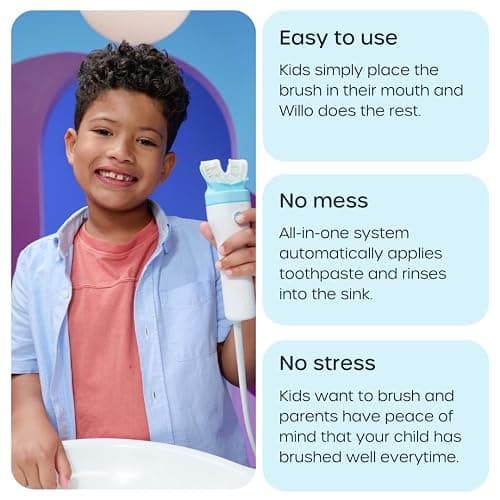 Willo Fully Automatic Kids U-Shaped Electric Toothbrush - 2 Brushing Timers, Deep-Cleans, Consistent Results, Eliminates Brushing Mistakes - Berry Splash (Medium - Kids Ages 8-11 Years) thumbnail 4