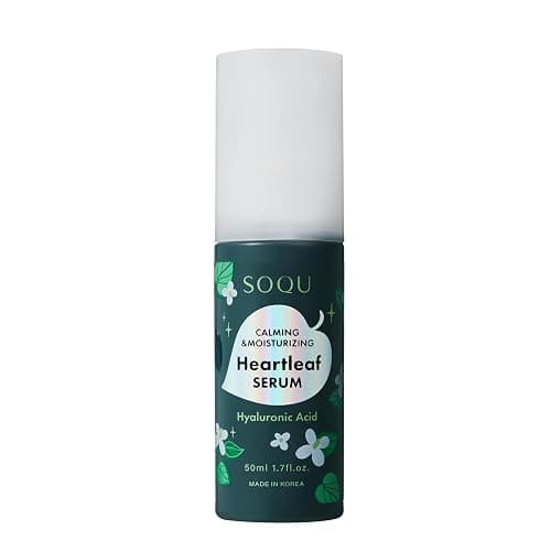SOQU Calming and Moisturizing Heartleaf Serum - Hydrating and Soothing Serum with Heartleaf Extract, Hyaluronic Acid, Niacinamide for Dry and Sensitive Skin- 50ml / 1.69fl oz - Made in Korea - Image 1